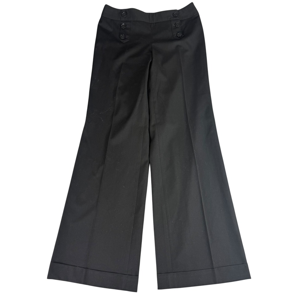 Express Womens Sailor Wide Leg Trousers Black Double Button Cuffed‎ Size 4R